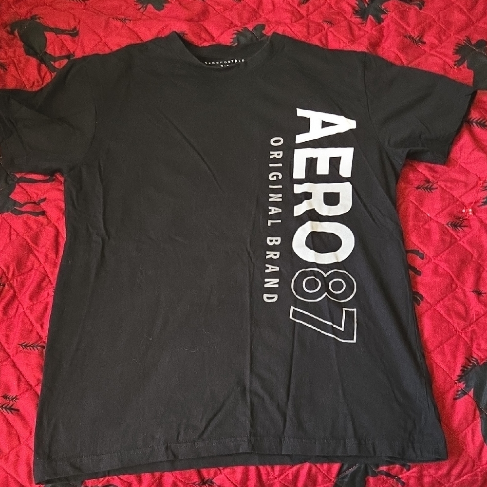 Aeropostale Black Short Sleeve Tee with White Print